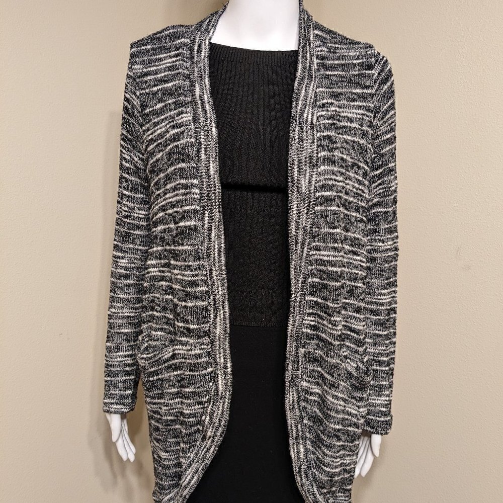 Splendid Black and White Long Cardigan